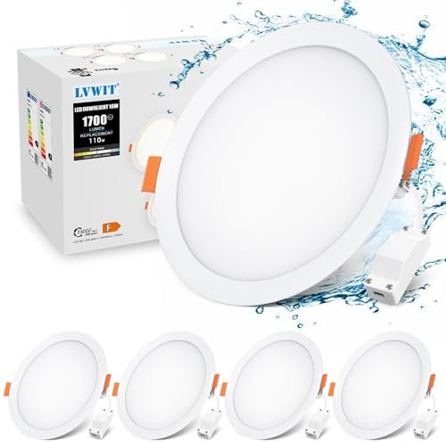 LVWIT Bathroom Ceiling Panels,16W Led Recessed Downlight Ceiling,Round Panel Light,Dimmable Led Spot Lights,1700LM,3000K,4000K,6500K,Led Downlights spotlights Ceiling for Living Room(4 PCS