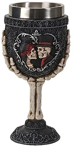 Horror-Shop Eleganter Gothic Kelch mit Skelett Liebespaar 18,5cm als Halloween Tischdeko