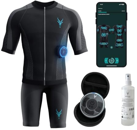 Antelope Evolution Herren EMS Anzug Größe S-XXL - EMS Komplettsystem für effektives Ganzkörpertraining, Fitnessgerät für Zuhause oder im Studio, Heimtrainer, unterstützt beim Abnehmen und Muskelaufbau