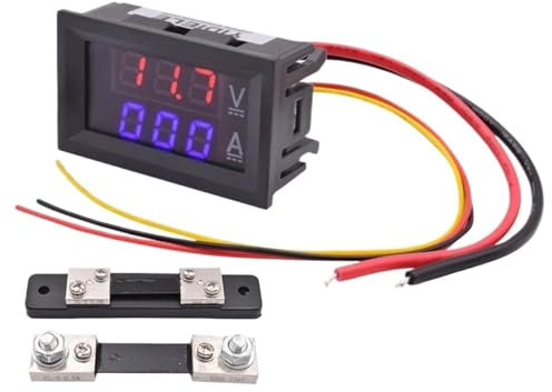 Voltímetro Digital con pantalla LED de 0,56 pulgadas, amperímetro DC 0-100V 0-50A 0-100A, medidor de voltaje de corriente rojo y azul, Detector con derivación (Color : 0-100A DC 0-100V)