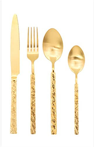 LIKECRAFT Besteck-Sets, 24-teilig, Vintage-Stein-Besteck-Set, 18/10 Edelstahl, europäisches Silberbesteck, Geschirr-Set, Matte Gravur, Griff, Service-Besteck aus Edelstahl