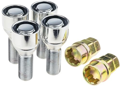 C CARBONADO Lot de 4 Boulons Antivol M14x1,25 avec Clé pour Jantes Aluminium et Acier