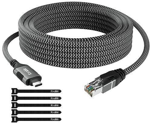Câble USB C vers Ethernet de 6,1 m, câble de type C vers RJ45, directement connecté, réseau LAN Gigabit, compatible Thunderbolt 3/4, pour MacBook Pro/Air, iPad Pro, iPhone 15, Galaxy, smartphone,