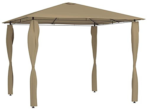 Gecheer Cenador con postes revestidos de 3 x 3 x 2,6 m, color topo, 160 g/m², cenador de exterior, toldo, pérgola con tela, pabellón de jardín, carpa para fiestas, cenador para barbacoa, A313606