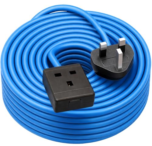 1 Way Gang Single Socket Mains Power Extension Lead 14m Cable Made in UK 13A Plug and Socket Outdoor Weather Resistant IP44 2.5mm Heavy Duty Cord for Garden, Home, Workshop and Multi Purposes