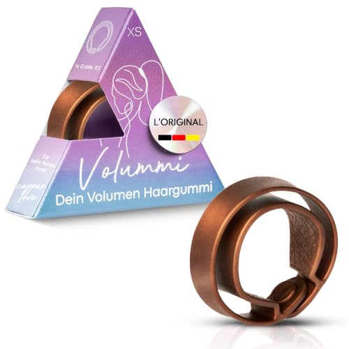 Volummi Haargummi Bronze Glow XS – Mehr Volumen für sehr dünnes Haar | Innovativer Zopfgummi für sichtbar mehr Volumen im Pferdeschwanz – starker Halt & haarschonend, das Original Made in Germany.
