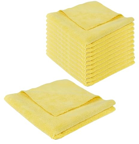 Tek Automotive Edgeless 350GSM Heavy Duty Yellow Car Microfibre Cloths – 10 Pack 40x40cm Professional Detailing & Polishing