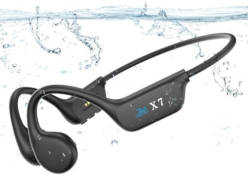 Guudsoud Knochenschall Kopfhörer,Kopfhörer Schwimmen, Bluetooth IP68 wasserdichte Kopfhörer Schwimmen mit 32GB Speicher MP3 Player, Open Ear Sport Kopfhörer Kabellos für Schwimmen Laufen