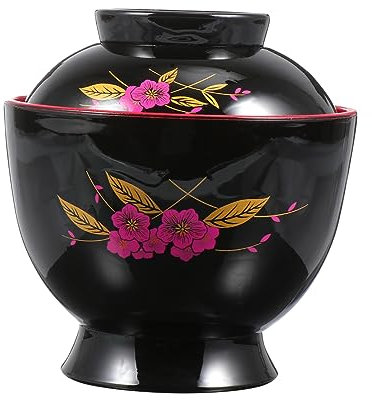 WATIIFUFU 1 Pc Zuppa Di Miso Filettata miso soup antipasti scodelle adorn termo tazza da tè new wave ciotola di porridge zuppiera fornitura cucina ciotola in stile giapponese plastica Black