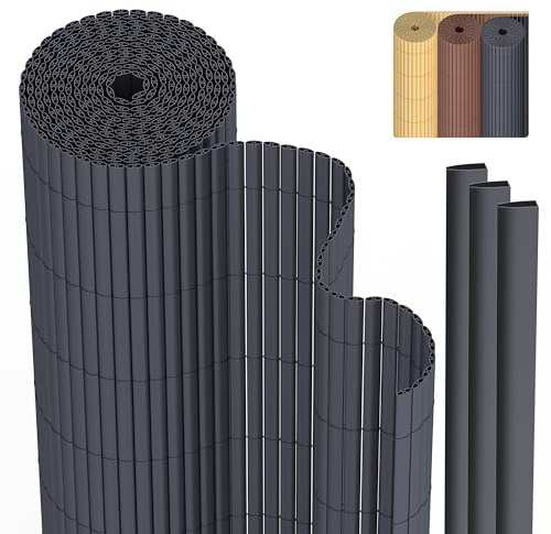 PVC Sichtschutzmatte Sichtschutzzaun 120 x 300 cm Privatsphäre Wetterfest für Garten, Balkon und Terrasse, Sichtschutz mit Strukturierte Oberfläche, Balkonumrandung mit Kabelbindern & Abdeckung