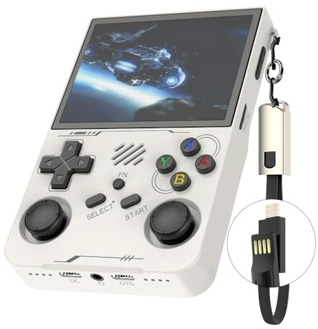 R36XX Retro Handheld Game Console with 64G 3.5 Inch IPS Screen Built-in 20000+ Classic Games Open Source Linux System Portable Pocket Video Player with 3200mah Battery (White)