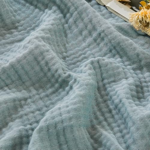 EMME Musselin Decke 230x230 Baumwolle Oeko-TEX Melange Türkis Kuscheldecke | 4-Lagig Aus Zweifarbigem Garn – Weiche Tagesdecke Für Erwachsene, Atmungsaktiv Und Vorgewaschen, Ganzjährig Für Bettdecke