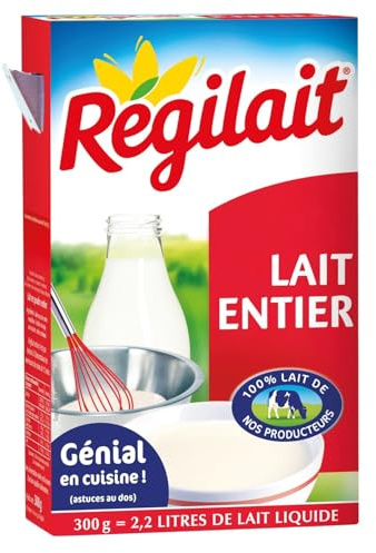 REGILAIT – Lait en Poudre Entier Crémeux pour Recettes et Boissons, Format Pratique 300g - Le Lot De 4