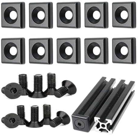 BLCCLOY 10Pcs 1010 2525 Aluminum Extrusion T Slot End Cap Bracket 10, 25 Series Extruded Hardware Cover with Screws for 10/10 1020 1 inch x 1 inch 1 Aluminum Profile Frame Fitting