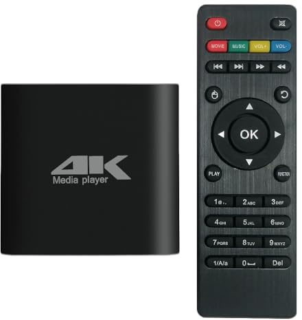 COSOWELL 4K Media Player for USB Drive & MicroSD, Ultra HD Digital Signage Player with HDMI/AV Output, H.265 H.264 MKV MP4 Video, MP3 Music, JPG Photo, Auto Play & Resume, Loop Playback