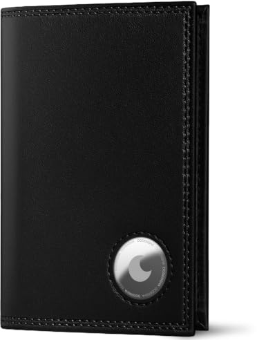 DODENSHA Portmonee Herren mit Airtag Fach und RFID Schutz | Geldbörse Herren aus 100% Echtleder mit XL Münzfach für 20 Münzen | Smart Wallet für 13 Karten in Geschenkbox (NapaSchwarz)
