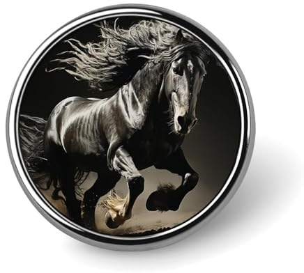 Button-Abzeichen, 2,5 cm, Metall, rund, Anstecknadeln, Motiv: Dunkles Pferd, Anstecker, Motivierende Broschen, Anstecknadeln, Abzeichen für Kleidung, Hutdekoration, Kostüm, Rucksäcke, Zubehör