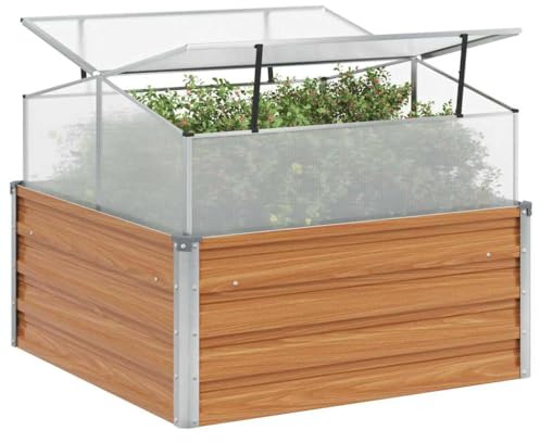 vidaXL Vaso da giardino con serra Marrone Chiaro 100 x 100 x 77 cm