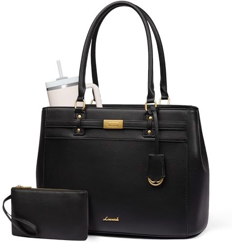 LOVEVOOK Laptoptasche Damen 15,6 Zoll, Handtasche Arbeitstasche PU Leder | Groß, Wasserdicht, Elegant, Aktentasche Lehrertasche Schultasche Business Shopper Tasche Women Tote Bag für Uni Schule Büro
