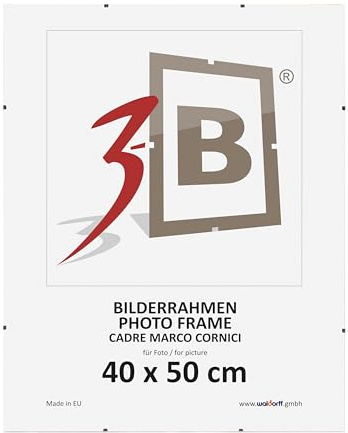 3-B Bilderrahmen - rahmenloser Bildhalter mit Acrylglas - Cliprahmen, Posterrahmen 40x50 cm