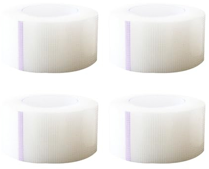 4 Rolls Micropore Surgical Tape 2.5cm x 9m, Hypoallergenic Breathable Medical Tape, Easy Tear Adhesive Micropore Tape for Eyelash Extension, Eyelid Stickers, First Aid Bandages & Multipurpose DIY Use