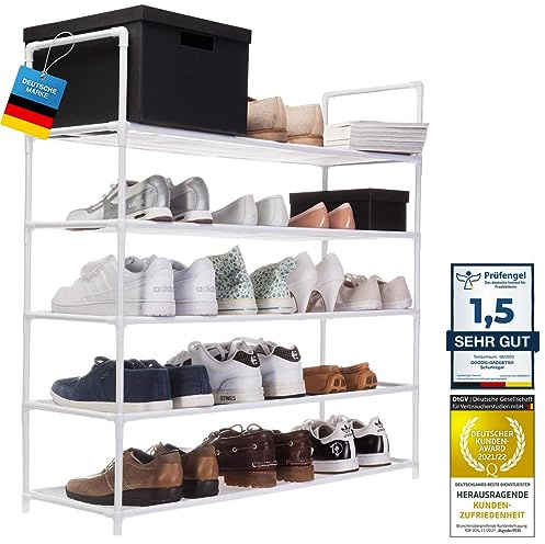 GOODS+GADGETS XXL Schuhregal 91 x 88 x 30 cm Schuhablage mit 5 Ablagen für 25 Paar Schuhe als Schuhschrank und Schuhständer - weiß