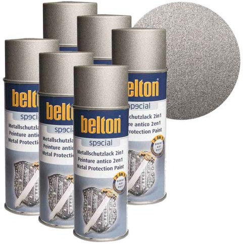 6 x Belton Metallschutzlack 2in1 (DB 701) silber 0,4l (Lackspray)
