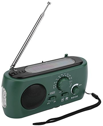 Keenso Solar Radio mit LED-Taschenlampe, Solar-Handkurbel AM/FM-Radio mit LED-Taschenlampe Notruf-Ladegerät