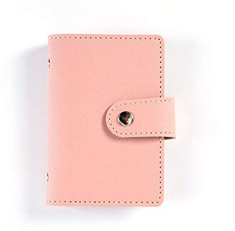 Kreditkartenetui aus weichem Leder, Mini-Geldbörse, tragbar, Kreditkartenhalter, mehrere Fächer, Visitenkartenetui mit Knopf (Rosa), rose, 7.5cmx11cm