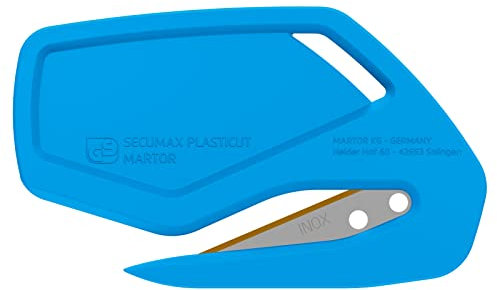 MARTOR SECUMAX PLASTICUT Sicherheitsmesser/Folienschneider, Einwegmesser ohne Klingenwechsel, Ergonomisch - Rostfreie TiN-beschichtete Klinge, Sicheres Schneiden von Folien und Papier, 10 Stück