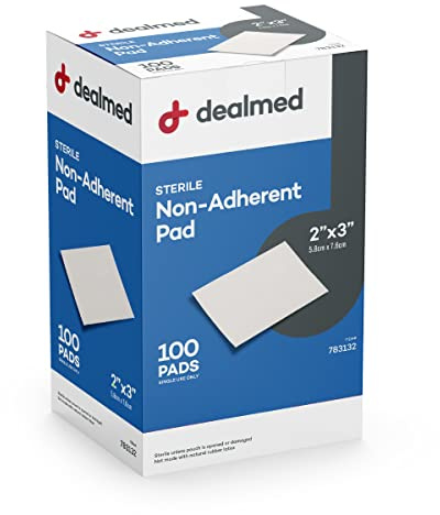 Dealmed Sterile Non-Adherent 2 x 3 Gauze Pads Non-Adhesive Wound Dressing, Highly Absorbent & Non-Stick, Painless Removal-Switch, Individually Wrapped for Extra Protection (Box of 100)