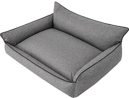 PillowPrim Hundebett Haustierbett Liegen Hundekissen Kissen Bett Hundeliege Hundematratze Sofa Tierbett Hundesofa Matratze, XXXL - 132 x 106 cm, Graphit Ökoleinen