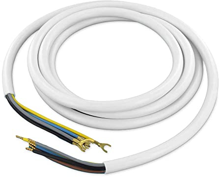 DL-pro Câbl de raccordement cuisinière 3 m - 5 x 2,5 mm² - Câble rond - H05VV-F - Blanc