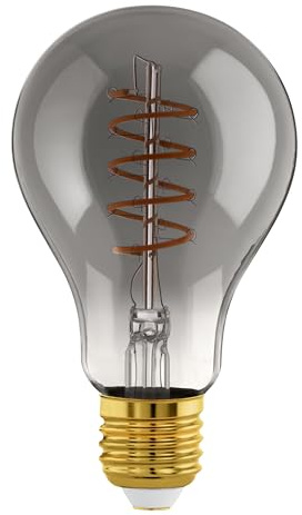 EGLO E27 Lampe dimmbar, Spiral LED Glühbirne Vintage | Deko Leuchtmittel schwarz-transparent im Retro-Design, 4 Watt, 100 Lumen, warmweiß, 2000k, Edison Birne A75, Ø 7,5 cm