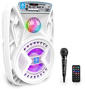iDance Groove 217v2 The Voice - Altavoz portátil Bluetooth, Karaoke, efectos luminosos, inalámbricos, USB, batería recargable con micrófono