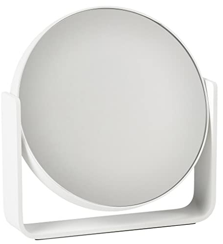 ZONE DENMARK Ume - Espejo de mesa con lupa (5x, diámetro 19 cm, altura 19,5 cm), color blanco