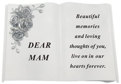 David Fischhoff Grabschmuck Gedenkbuch mit 3D-Silberrosen – Dear Mam