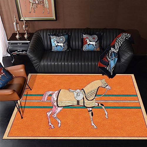 Tappeti Design Teppich Wohnzimmer Teppich 150 X 150 cm Orangefarbenes Hintergrundpferd Korridor Schlafzimmer, Küche, Wohnzimmer 150 * 150cm