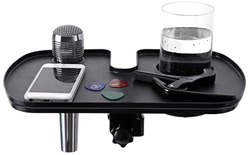 Mikrofonständer-Tablett, multifunktionales Rack für Notenständer mit Getränkehalter, Soundkarten-Ablage, Zubehör für Aufnahmen, Rundfunk, Performance und Live-Streaming Samuliy