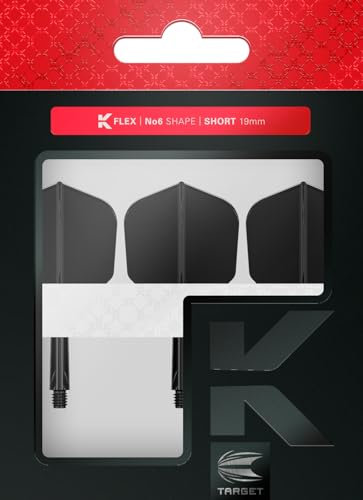 Target Darts K Flex Integrated Dart Flights and Shafts, Nr.6 Schwarz (Short) | 3er Pack K-Flex - No6, Kflex All In One Moulded Dart Flight & Stem | Professionelles Dart Zubehör
