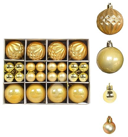 Weihnachtskugeln 24er Set Kunststoff Christbaumkugeln ∅ 3 & 6 cm Kleine Kugeln Weihnachten Christbaumschmuck für Weihnachtsbaum Dekoration Weihnachtsdeko Partydeko Hausdeko (C)