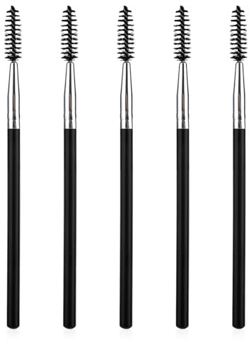 Andibro 5 Pcs Eyelash Brush, Portable Eyebrow Brush Reusable Mascara Brush Wands Portable Spooly Eyelash Eyebrow Brushes Applicators Makeup Lash Spoolies Set for Lash Extensions