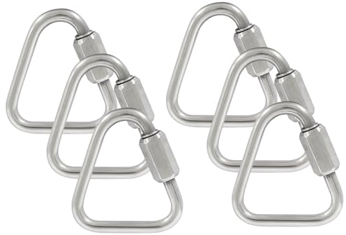 Qjaiune 6 connettori rapidi Delta da 0,3 cm in acciaio inossidabile 316 con bloccaggio rapido, M3.5, connettori per catena a maglie rapide resistenti e durevoli, capacità 150 kg