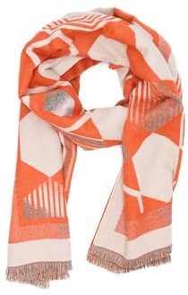 QUEEN HELENA SC204 Damen-Schal mit lässigem Muster für den Winter, weich, Stola, Orange, Einheitsgröße