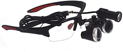 Stirnband-Lupen, Dental Lupenbrille Mit Licht 2.5-Fach 3.5-Fach, Freisprech-Kopfhalterungslupe, Visier-Headset-Lupenwerkzeuge Für Naharbeiten/Lesen/Schmuck/Handwerk/Reparatur(Size:3.5X,Color:Schwarz)