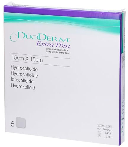 Medicazione Idrocolloide Extrasottile Sterile, per Ferite con Essudato, 15x15cm, 5 Pezzi