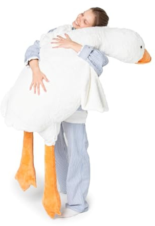 MKS Weiches Plüsch Ente Kuscheltier für Baby, Kleinkind, Kinder, Erwachsene | Riesige Gans Plüschtiere mit maschinenwaschbarem Bezug | Hypoallergener Entenkuschel 190cm