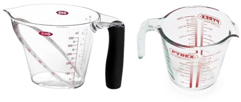 OXO Good Grips 500 ml Angled Measuring Cup & Pyrex Measuring Jug 500ml | Capacity 568ml / 20 Ounce | P586, Multicolor