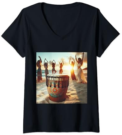 Damen Wirklich wie Djembe African Drums T-Shirt mit V-Ausschnitt