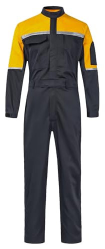 KTWOLEN Combinaison de Travail pour Homme Réfléchissante Vêtement de Travail Cotte Mecanicien Haute Visibilité Tenue Mécanique Combinaison Travail avec Fermeture éclair, Noir, XL